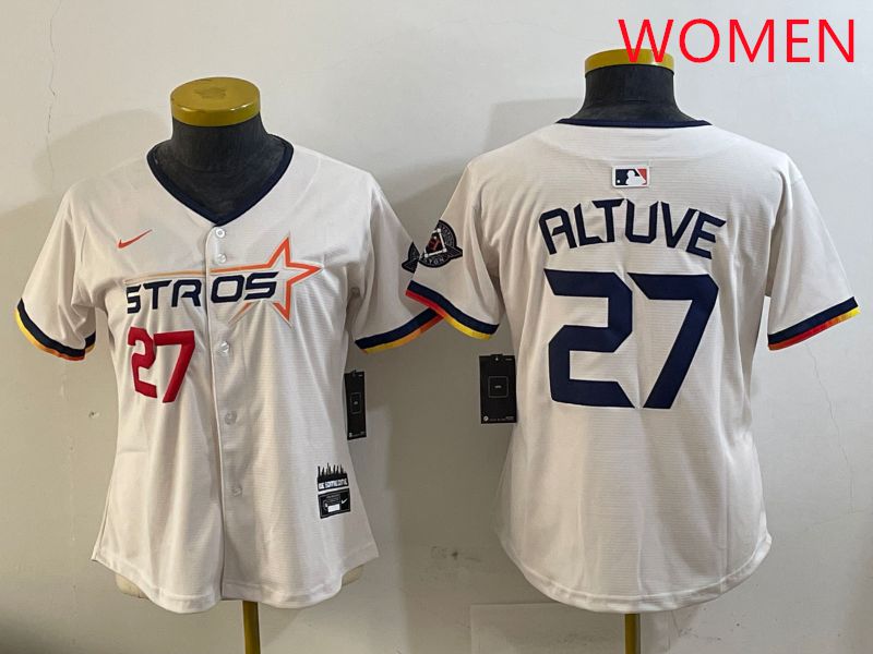 Women Houston Astros #27 Altuve Cream Three generations Joint Name 2025 Nike MLB Jersey style 12